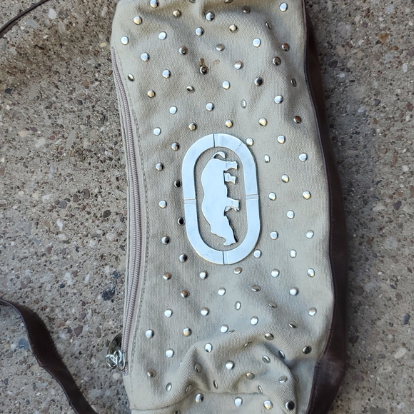 Ecko Red Adjustable Shoulder Bag Studs Rhino Logo Brown Tan Beige - Picture 2 of 11